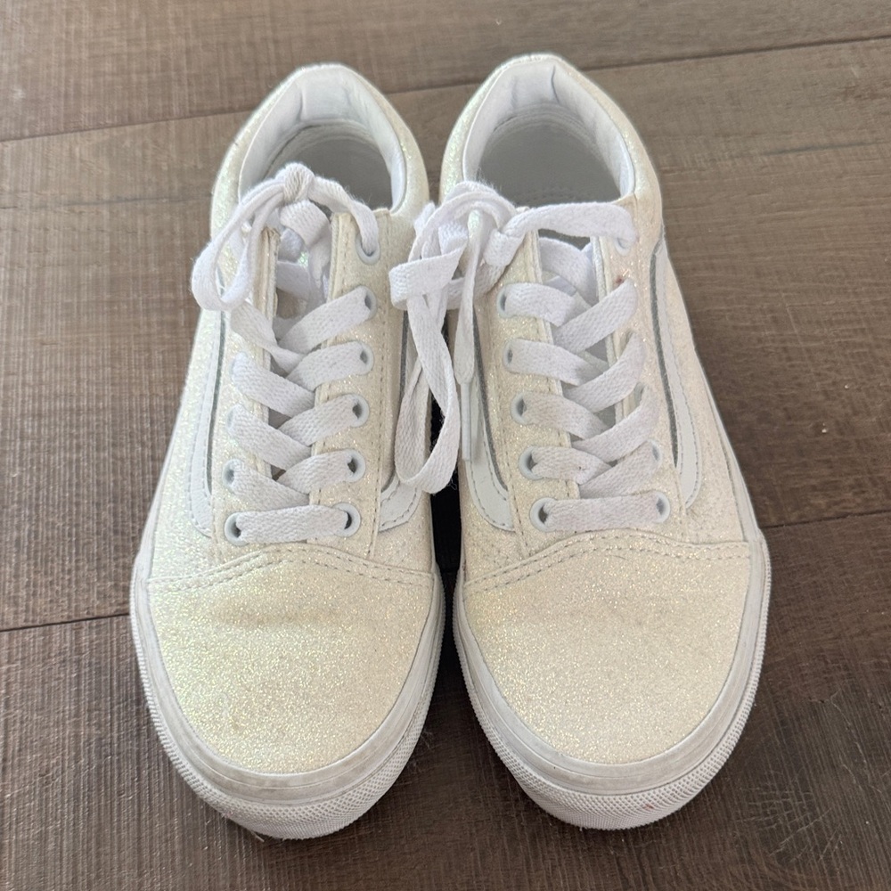 Vans Kids White Glitter Sneakers
